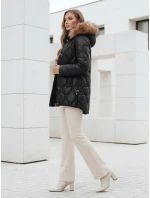 Dámská zimní bunda LUMORE prošívaná bunda s kapucí černá FashionStreet TY5015 Dámská zimní bunda LUMORE prošívaná bunda s kapucí černá FashionStreet TY5015