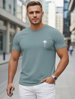 Pánské bavlněné tričko s potiskem v barvě petrol FashionStreet NX5126R
