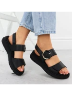 Dámské kožené sandály na platformě černé Remonte D2K50-00