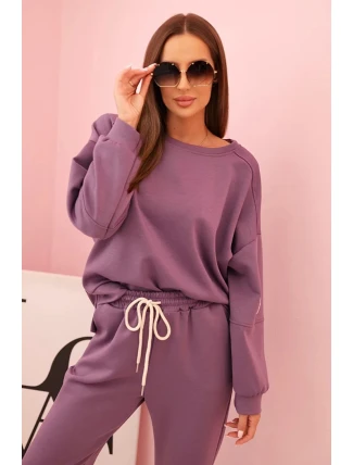 Komplet mikina + kalhoty máslový fialový
