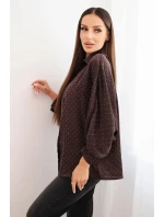 Dámská elegantní blůza z viskózy s knoflíky a límečkem hnědá Dámská elegantní blůza z viskózy s knoflíky a límečkem hnědá