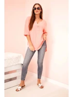 Dámská mušelínová košile s knoflíkem meruňka