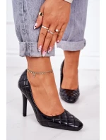 Elegantní Prošívané Lodičky Na Jehlovém Podpatku Černé Rosanna