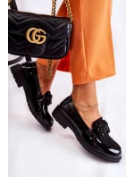 Dámské kalhoty lakované s mašlí Černý Laurent