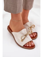 Kožené Ploché Elegantní Sandály S Mašlí Lewski 3572 Zlaté Ošoupané Kožené Ploché Elegantní Sandály S Mašlí Lewski 3572 Zlaté Ošoupané