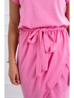 Zavazované šaty s psaníčkovým spodkem růžové
