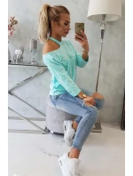 Halenka s potiskem srdce v mátové barvě