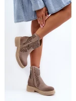 Zazoo 3470 Sametové Dámské Botky Na Ploché Podrážce Vyšívané Cappuccino Zazoo 3470 Sametové Dámské Botky Na Ploché Podrážce Vyšívané Cappuccino