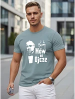 Pánské klasické bavlněné tričko s potiskem petrol FashionStreet NX5145R Pánské klasické bavlněné tričko s potiskem petrol FashionStreet NX5145R
