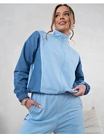 Tepláková souprava mikina na zip + široké kalhoty modrá (821151)