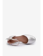 Dětské Lesklé Sandálky Na Nízkém Podpatku Stříbrné Nelly