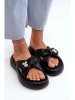 Dámské kožené sandály na platformě černé GOE NN2N4110