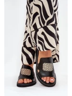 Dámské Sandály Na Klínu Eko Kůže S Ozdobou Černé Sarela