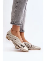 Boty Zazoo 2883 prolamované baleríny vyrobené z přírodní kůže, zlato Boty Zazoo 2883 prolamované baleríny vyrobené z přírodní kůže, zlato