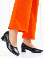 Luxusní dámské  lodičky černé na širokém podpatku
