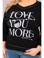 Dámská blůza Plus Size s nápisem Love You More roztrhaná černá