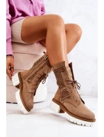 Pracovní kožené vysoké boty Nicole svetlě hnědá 2706