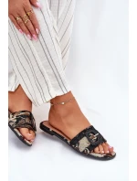 Ploché Dámské Pantofle S Dekorativní Přezkou Černé Clariola