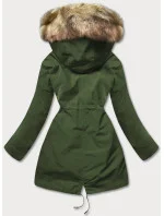 Khaki/ecru teplá dámská zimní bunda (w629big)