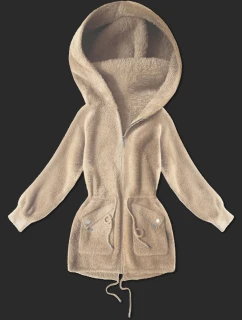 Světle béžový přehoz přes oblečení typu alpaka s kapsami (W010#)
