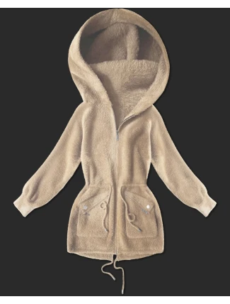 Světle béžový přehoz přes oblečení typu alpaka s kapsami (W010#)