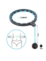 HHM17 HULA HOP ČERNÁ/TYRKYSOVÁ S MAGNETY A ZÁVAŽÍM + POČÍTADLO HMS