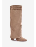 Kozáky Na Podpatku S Otočeným Svrškem Béžové Evyra