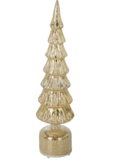 VÁNOČNÍ STROMEK DEKORATIVNÍ ZLATÝ VEDL 7 KORUN TEPLÁ BÍLÁ 40CM