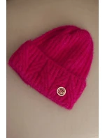 Dámská zimní čepice z huňaté pleteniny a s elegantním knoflíkem fuchsie Dámská zimní čepice z huňaté pleteniny a s elegantním knoflíkem fuchsie