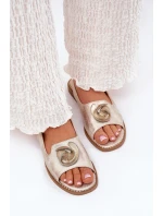 Lesklé dámské sandály s ozdobou S.Barski KV51-006 zlaté