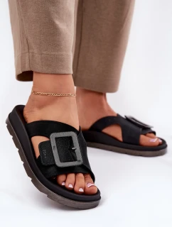 Voňavé Dámské Pantofle S Dekorativní Přezkou Černé ZAXY RR285078