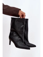 Nazouvací dámské boty na jehlové podpatku černé Solvienne