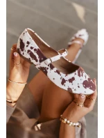 Zdobené dámské baleríny s páskem v bílo-hnědé Olivisse Zdobené dámské baleríny s páskem v bílo-hnědé Olivisse