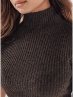 Dámský žebrovaný svetr s krátkým rukávem GIRLGLORY hnědý FashionStreet MY2554 Dámský žebrovaný svetr s krátkým rukávem GIRLGLORY hnědý FashionStreet MY2554