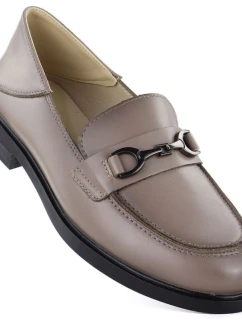 Dámské kožené polobotky mokasíny béžové Vinceza 18117