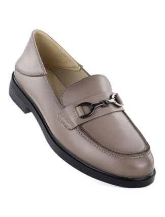 Dámské kožené polobotky mokasíny béžové Vinceza 18117