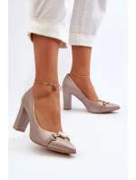 Lodičky s perlami a podpatkem ze kůže Zazoo 2453/OS