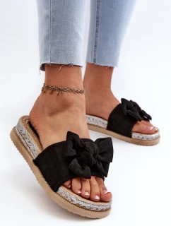 Dámské žabky na platformě s mašlí černé Aflia