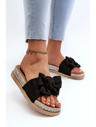 Dámské žabky na platformě s mašlí černé Aflia