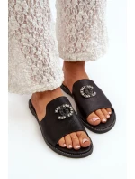 Elegantní Dámské Lesklé Žabky S Ozdobou S.Barski KV27-050 Černé