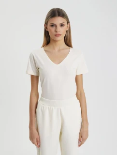 Dámské Slim fit tričko 4FWSS25TTSHF1990 11S Ecru - 4F