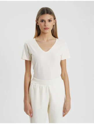 Dámské Slim fit tričko 4FWSS25TTSHF1990 11S Ecru - 4F