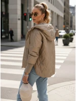Dámská přechodná prošívaná bunda s kapucí FashionStreet camel TY5561