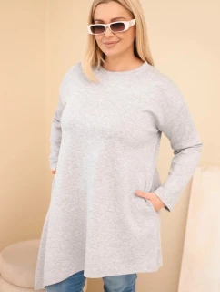Dámská sukýnka Plus Size z viskózy s volným střihem a dlouhým rukávem šedá