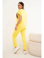 Bavlněný komplet halenka + kalhoty žlutý