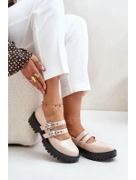 Dámské Lakované Polobotky S Pásky Béžové Terione