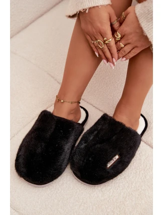 Dámské huňaté pantofle – černé Belinna