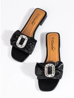 Pěkné černé dámské  nazouváky bez podpatku