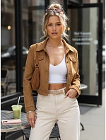 Dámská semišová krátká velbloudí bunda FashionStreet TY5660 Dámská semišová krátká velbloudí bunda FashionStreet TY5660