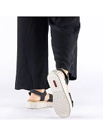 Dámské černé sandály na platformě se suchým zipem Rieker 63781-00